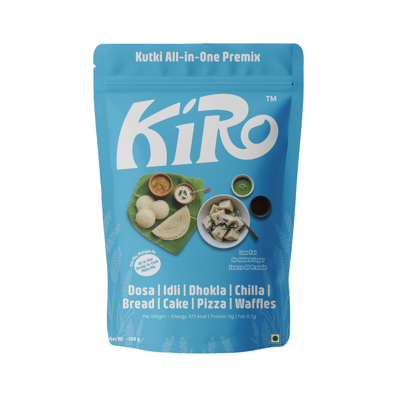 Kiro Kutki (Little Millet) All-in-One Premix 300g pouch front — dosa, idli, dhokla, chilla, bread, cake, pizza and waffles
