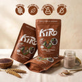 Three Kiro Ragi Chilla Idli Dhokla premix pouches with gluten-free, plant-based, no preservatives, no added oil badges